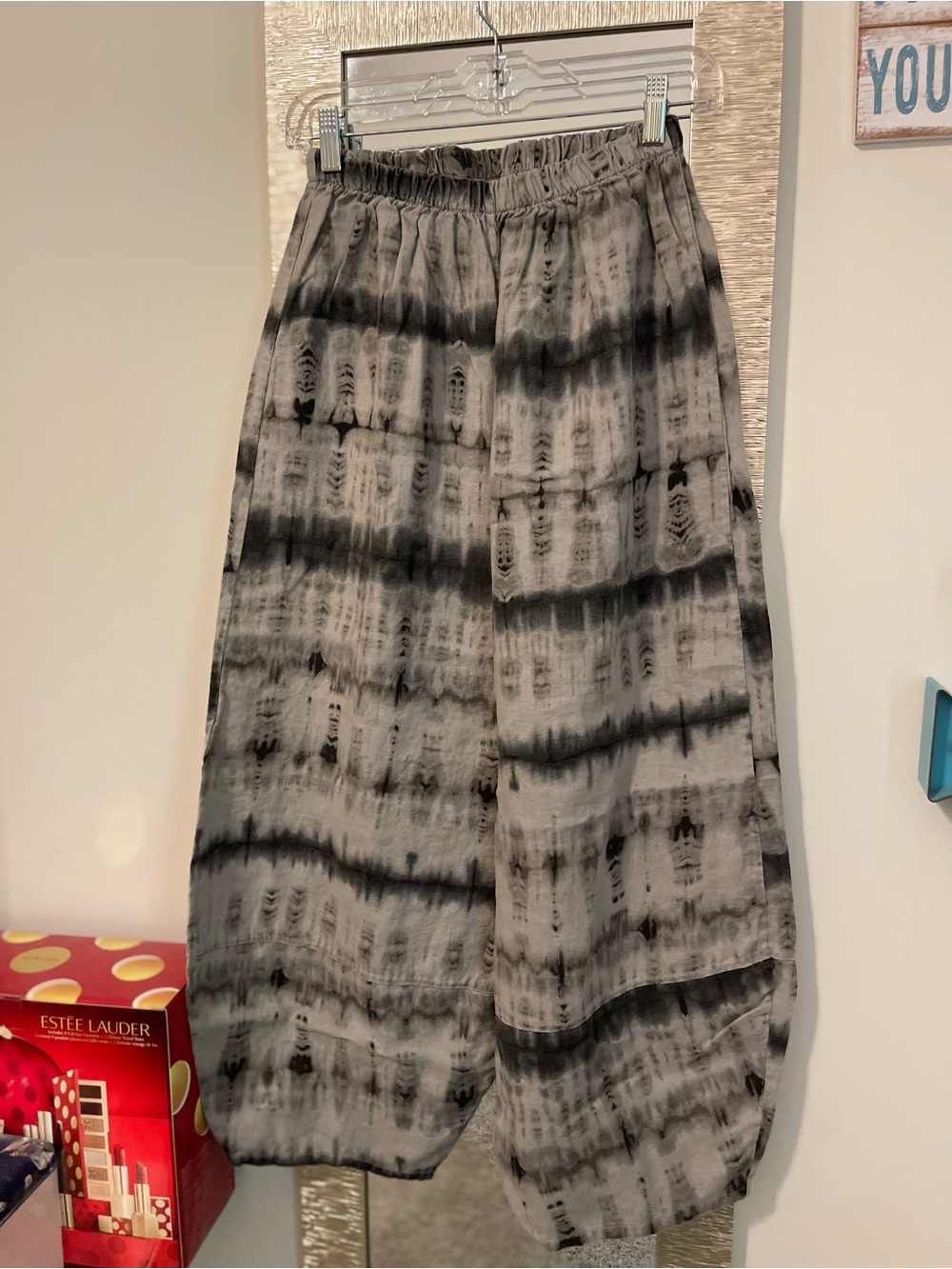 bryn Walker Gray and Black Tie-Dye Wide Leg Trousers